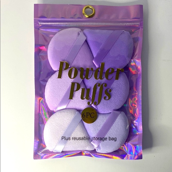 Powder Puffs – 6-Piece Set in Lavender & Purple Tones with Reusable Storage Bag - Picture 1 of 2